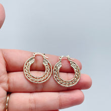 Load image into Gallery viewer, 18k Gold Filled Thin Flat Hoops With Flat Link In-Between
