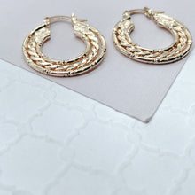 Load image into Gallery viewer, 18k Gold Filled Thin Flat Hoops With Flat Link In-Between
