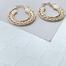 Load image into Gallery viewer, 18k Gold Filled Thin Flat Hoops With Flat Link In-Between