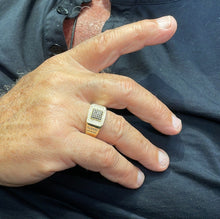 Load image into Gallery viewer, 18k Gold Filled Square Shaped Ring Layered With Small Black Pave Square