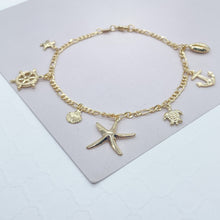 Load image into Gallery viewer, 18k Gold Filled Summer Inspired Figaro Anklet