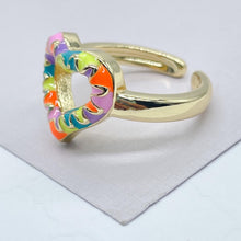 Load image into Gallery viewer, 18k Gold Filled Colorful Enamel Adjustable Heart Ring