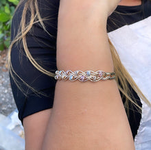 Load image into Gallery viewer, 18k Gold Filled Tri-Color Open Ended Braided Bangles With Beads