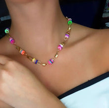 Load image into Gallery viewer, 18k Gold Filled Colorful Flat Disk Set Colored Donuts Jewelry