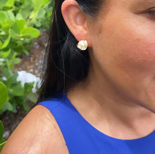 Load image into Gallery viewer, 18k Gold Filled Pearl Stud Earrings: Wrapped in Gold Thread