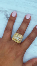 Load image into Gallery viewer, 18k Gold Filled Chunky Gold Ring Wrapped In Gold Thread With 8 Rows of Cubic
