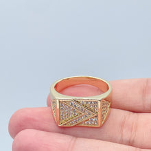 Load image into Gallery viewer, 18k Gold Filled Mens Ring Patterned With Arrow Symbol With Pave Stones