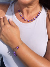 Load image into Gallery viewer, 18k Gold Filled Dark Purple Glass Bead Butterfly Set of Bracelet And Necklace