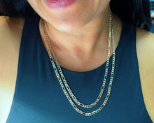 Load image into Gallery viewer, 18k Gold Filled 4mm Tricolor Figaro Link Chain Necklace And Jewelry Supplies