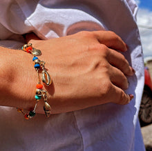 Load image into Gallery viewer, 18k Gold Filled Cowrie Shell Bracelet: Colorful Beaded Marine Jewelry