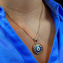 Load image into Gallery viewer, 18k Gold Filled 20mm Protection Blue Evil Eye Charm Gold Pendant