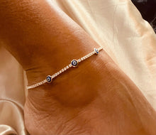 Load image into Gallery viewer, 18k Gold Filled Evil Eye Anklet Featuring Cubic Zirconia Chain