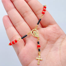 Load image into Gallery viewer, 18k Gold Filled Protection Beaded Rosary Bracelet Featuring Our Lady of Guadalupe With Crucifix Cross
