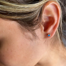 Load image into Gallery viewer, 18k Gold Filled Colorful Stars Stud Earring White And Blue Patriotic Jewelry Supplies