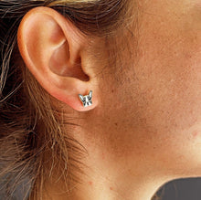 Load image into Gallery viewer, 18k Gold Filled Enamel French Bulldog Face Stud Earrings Colored Black White