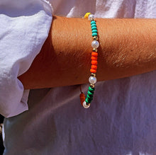 Load image into Gallery viewer, 18k Gold Filled Colorful Bead And Pearl Bracelet, Stackable Color Bracelet,