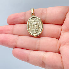 Load image into Gallery viewer, 18k Gold Filled Our Lady of Guadalupe Oval Pendant (15mm)