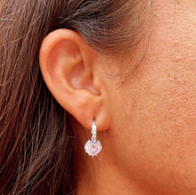 Load image into Gallery viewer, Elegant 18k Silver Filled 9mm Colorful Zirconia Lever Back Earrings Featuring Clear CZ Details