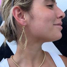 Load image into Gallery viewer, 18k Gold Filled Chandelier Earrings: Dangle Cable Chain Wishbone Style
