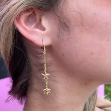 Load image into Gallery viewer, 18k Gold Filled Starfish and Turtle Dangling Earrings, Sea Ocean Marine Jewelry,