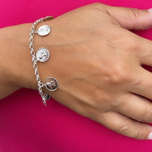 Load image into Gallery viewer, Silver Filled Angel Charm Rolo Bracelet Featuring Seven Angel Medals
