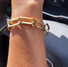 Load image into Gallery viewer, 18K Gold Filled Paper Clip Link Bracelet, Chunky Chain