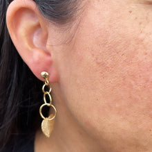 Load image into Gallery viewer, 18k Gold Filled Rough Matte Flat Heart Dangling Earrings