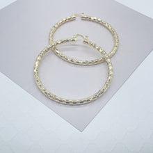 Load image into Gallery viewer, 18k Gold Filled Squared Textured Round Hoops