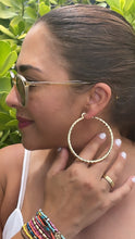 Load image into Gallery viewer, 18k Gold Filled Squared Textured Round Hoops