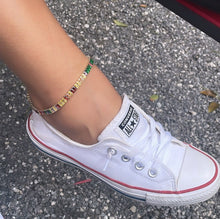 Load image into Gallery viewer, 18k Gold Filled Anklet Featuring Colorful Baguette Cubic Zirconia