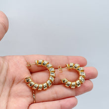 Load image into Gallery viewer, 18k Gold Filled Curled C Hoop Earrings: 30mm or 35mm