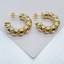 Load image into Gallery viewer, 18k Gold Filled Curled C Hoop Earrings: 30mm or 35mm