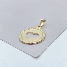 Load image into Gallery viewer, 18k See Through Heart Pendant with Engraved Love Words
