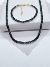 Load image into Gallery viewer, 18k Gold Filled Black Baguette Stone Set