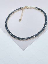 Load image into Gallery viewer, 18k Gold Filled Black Stone Baguette Anklet
