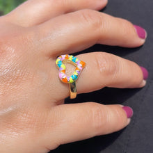 Load image into Gallery viewer, 18k Gold Filled Colorful Enamel Adjustable Heart Ring