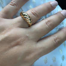 Load image into Gallery viewer, 18k Gold Filled Dome Croissant Ring, Twisted Design for a Modern Look, Wholesale Jewelry Supplies
