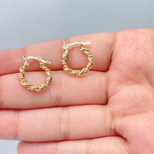 Load image into Gallery viewer, 18k Gold Filled Multi-Twisted Small Hoop Earrings