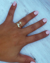 Load image into Gallery viewer, 18k Gold Filled “Shooting Star” Ring Featuring Micro Pave Cubic Zirconia and A Solitaire Dainty Jewelry