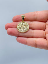 Load image into Gallery viewer, 18k Gold Filled 15mm Our Lady of Charity Coin Pendant Catholic Gift Caridad