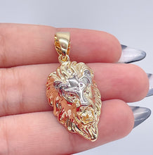 Load image into Gallery viewer, 18k Gold Filled Lion Head Pendant: Two Tone Charm