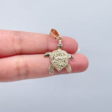 Load image into Gallery viewer, 18k Gold Filled Turtle Charm with Zirconia Eyes (30mm)