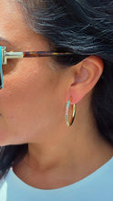 Load image into Gallery viewer, 18k Gold Filled Hoop Earrings: Colorful Pave Cubic Zirconia, 1" Diameter