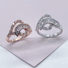 Load image into Gallery viewer, Silver Filled or Rose Gold Cubic Zirconia Mixed Baguette Zirconia Ring