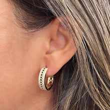 Load image into Gallery viewer, 18k Gold Filled Pave Hoops With 1 Row of colorful Stones