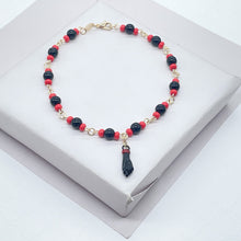 Load image into Gallery viewer, 18k Gold Filled Azabache Closed Hand Anklet