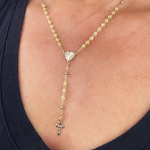 Load image into Gallery viewer, 18k Gold Filled Beaded Necklace Featuring Center Sun Rays Textured Heart And