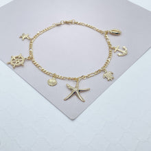 Load image into Gallery viewer, 18k Gold Filled Summer Inspired Figaro Anklet