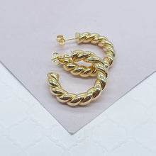 Load image into Gallery viewer, 18k Gold Filled Twisted Gold Hoop Earrings