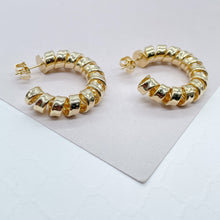 Load image into Gallery viewer, 18k Gold Filled Curled C Hoop Earrings: 30mm or 35mm